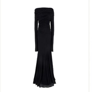 ENTIRE STUDIOS Elegant Black Off-Shoulder Evening Gown organic cotton . Size XXS